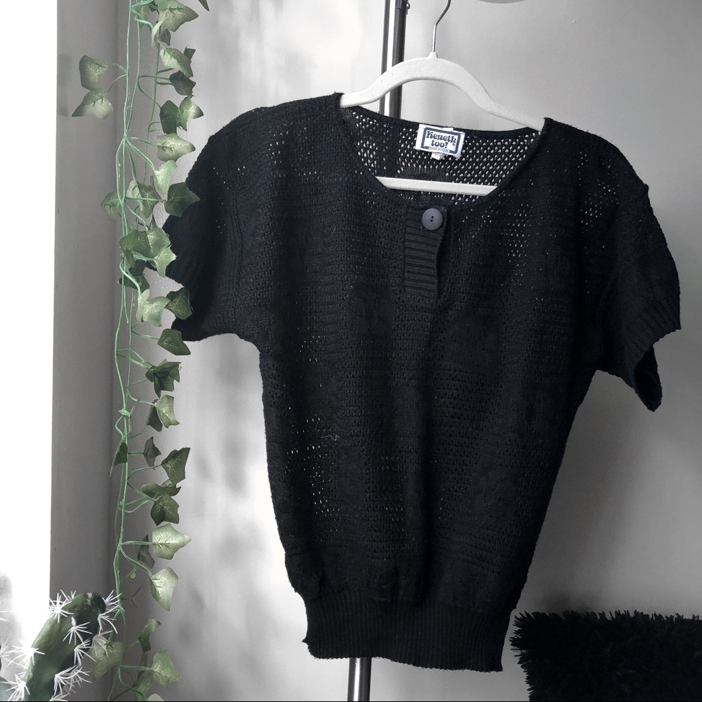 Vintage Black Knit Sweater Top
